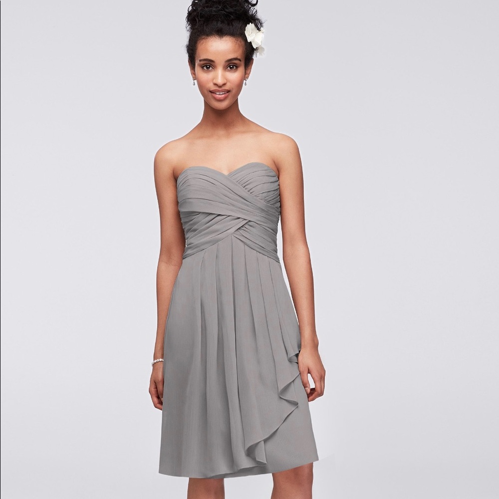 Sweetheart Strapless Chiffon Gray Dress, Size 2
